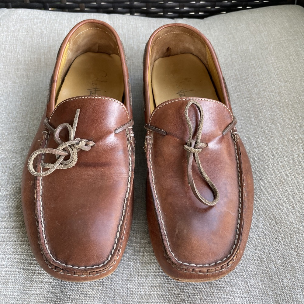 Mens Cole Haan Brown Leather Casual Comfort Moc Toe Tie Driving Loafers Size 12
